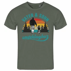 deinshirt Print-Shirt Vater und Sohn Unschlagbar Funshirt mit Motiv Dunkelgrün/Braun/Grün