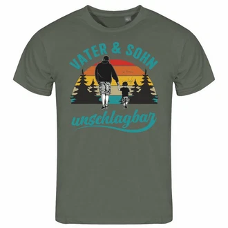 deinshirt Print-Shirt Vater und Sohn Unschlagbar Funshirt mit Motiv Dunkelgrün/Braun/Grün