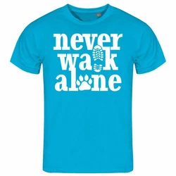 deinshirt Print-Shirt Herren T-Shirt Never walk alone Funshirt Türkis/Blau/Hellblau