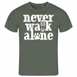 deinshirt Print-Shirt Herren T-Shirt Never walk alone Funshirt Dunkelgrün