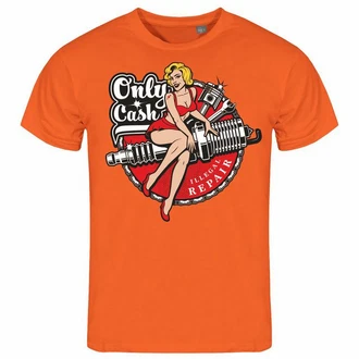 deinshirt Print-Shirt Herren Only Cash Funshirt Orange/Grau/Rot