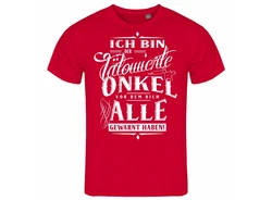 deinshirt Print-Shirt Herren T-Shirt Ich bin der tätowierte Onkel Funshirt mit Motiv Dunkelrot/Rot