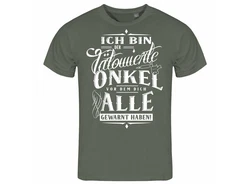 deinshirt Print-Shirt Herren T-Shirt Ich bin der tätowierte Onkel Funshirt mit Motiv Dunkelgrün