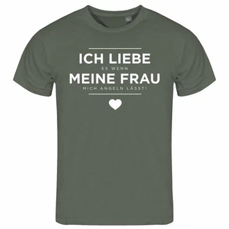deinshirt Print-Shirt Herren T-Shirt Funshirt Ich liebe es wenn meine Frau mich angeln lässt Grau/Dunkelgrün deinshirt Print-Shirt Herren T-Shirt Funshirt Ich liebe es wenn meine Frau mich angeln lässt Grau/Dunkelgrün