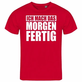 deinshirt Print-Shirt Herren T-Shirt Ich mach das Morgen fertig Funshirt Rot/Grau/Dunkelrot/Rosa deinshirt Print-Shirt Herren T-Shirt Ich mach das Morgen fertig Funshirt Rot/Grau/Dunkelrot/Rosa