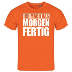 deinshirt Print-Shirt Herren T-Shirt Ich mach das Morgen fertig Funshirt Orange/Grau