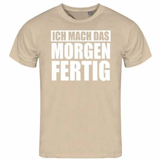 deinshirt Print-Shirt Herren T-Shirt Ich mach das Morgen fertig Funshirt Beige/Grau deinshirt Print-Shirt Herren T-Shirt Ich mach das Morgen fertig Funshirt Beige/Grau