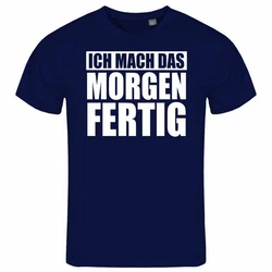 deinshirt Print-Shirt Herren T-Shirt Ich mach das Morgen fertig Funshirt Grau/Dunkelblau/Blau