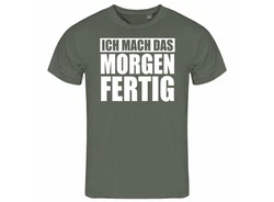 deinshirt Print-Shirt Herren T-Shirt Ich mach das Morgen fertig Funshirt Grau/Dunkelgrün/Grün