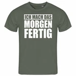 deinshirt Print-Shirt Herren T-Shirt Ich mach das Morgen fertig Funshirt Grau/Dunkelgrün/Grün