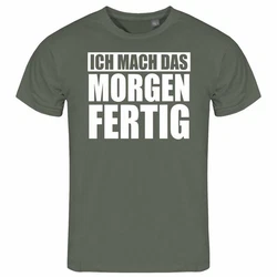 deinshirt Print-Shirt Herren T-Shirt Ich mach das Morgen fertig Funshirt Grau/Dunkelgrün/Grün