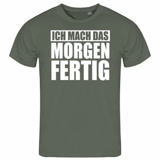 deinshirt Print-Shirt Herren T-Shirt Ich mach das Morgen fertig Funshirt Grau/Dunkelgrün/Grün deinshirt Print-Shirt Herren T-Shirt Ich mach das Morgen fertig Funshirt Grau/Dunkelgrün/Grün