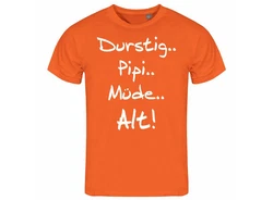 deinshirt Print-Shirt Herren T-Shirt Durstig pipi mde alt Funshirt Orange/Braun