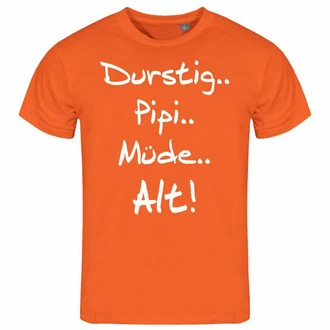 deinshirt Print-Shirt Herren T-Shirt Durstig pipi mde alt Funshirt Orange/Braun