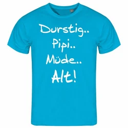deinshirt Print-Shirt Herren T-Shirt Durstig pipi mde alt Funshirt Türkis/Hellblau/Blau