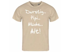 deinshirt Print-Shirt Herren T-Shirt Durstig pipi mde alt Funshirt Beige/Braun