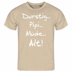 deinshirt Print-Shirt Herren T-Shirt Durstig pipi mde alt Funshirt Beige/Braun