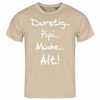 deinshirt Print-Shirt Herren T-Shirt Durstig pipi mde alt Funshirt Beige/Braun