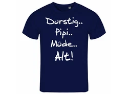 deinshirt Print-Shirt Herren T-Shirt Durstig pipi mde alt Funshirt Dunkelblau/Blau