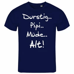 deinshirt Print-Shirt Herren T-Shirt Durstig pipi mde alt Funshirt Dunkelblau/Blau