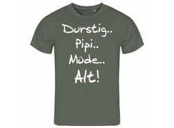 deinshirt Print-Shirt Herren T-Shirt Durstig pipi mde alt Funshirt Grün/Dunkelgrün/Braun