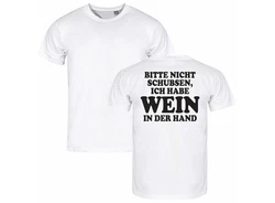 deinshirt Print-Shirt Herren T-Shirt Bitte nicht schubsen habe Wein in der Hand Funshirt mit Motiv Creme/Weiß