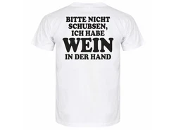deinshirt Print-Shirt Herren T-Shirt Bitte nicht schubsen habe Wein in der Hand Funshirt mit Motiv Creme/Weiß