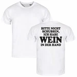 deinshirt Print-Shirt Herren T-Shirt Bitte nicht schubsen habe Wein in der Hand Funshirt mit Motiv Creme/Weiß