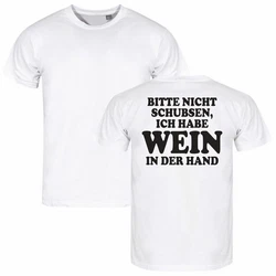 deinshirt Print-Shirt Herren T-Shirt Bitte nicht schubsen habe Wein in der Hand Funshirt mit Motiv Creme/Weiß