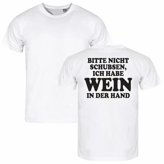 deinshirt Print-Shirt Herren T-Shirt Bitte nicht schubsen habe Wein in der Hand Funshirt mit Motiv Creme/Weiß deinshirt Print-Shirt Herren T-Shirt Bitte nicht schubsen habe Wein in der Hand Funshirt mit Motiv Creme/Weiß