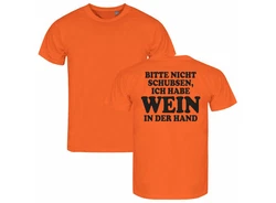 deinshirt Print-Shirt Herren T-Shirt Bitte nicht schubsen habe Wein in der Hand Funshirt mit Motiv Orange/Creme/Gelb