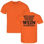 deinshirt Print-Shirt Herren T-Shirt Bitte nicht schubsen habe Wein in der Hand Funshirt mit Motiv Orange/Creme/Gelb
