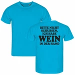 deinshirt Print-Shirt Herren T-Shirt Bitte nicht schubsen habe Wein in der Hand Funshirt mit Motiv Blau/Hellblau/Türkis