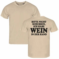 deinshirt Print-Shirt Herren T-Shirt Bitte nicht schubsen habe Wein in der Hand Funshirt mit Motiv Creme/Khaki/Beige/Braun