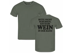 deinshirt Print-Shirt Herren T-Shirt Bitte nicht schubsen habe Wein in der Hand Funshirt mit Motiv Dunkelgrün