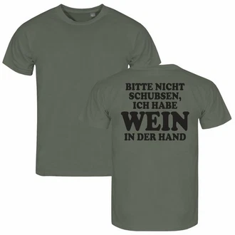deinshirt Print-Shirt Herren T-Shirt Bitte nicht schubsen habe Wein in der Hand Funshirt mit Motiv