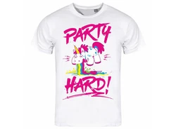 deinshirt Print-Shirt PARTY HARD Funshirt Silber/Lila/Rosa/Weiß