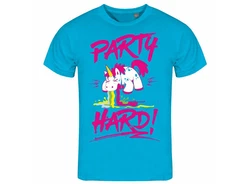 deinshirt Print-Shirt PARTY HARD Funshirt Türkis/Rosa/Hellblau