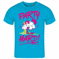 deinshirt Print-Shirt PARTY HARD Funshirt Türkis/Rosa/Hellblau