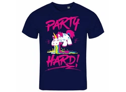 deinshirt Print-Shirt PARTY HARD Funshirt Dunkelblau/Lila/Rosa