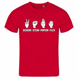 deinshirt Print-Shirt Herren T-Shirt Schere Stein Papier Funshirt (FLEX) Dunkelrot/Rot