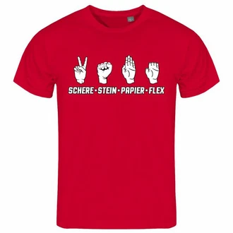 deinshirt Print-Shirt Herren T-Shirt Schere Stein Papier Funshirt (FLEX) Dunkelrot/Rot