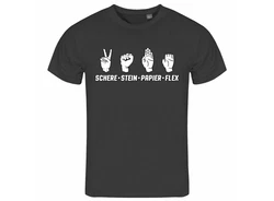 deinshirt Print-Shirt Herren T-Shirt Schere Stein Papier Funshirt (FLEX) Schwarz/Grün/Dunkelgrau