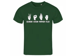 deinshirt Print-Shirt Herren T-Shirt Schere Stein Papier Funshirt (FLEX) Grün/Dunkelgrün