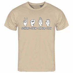 deinshirt Print-Shirt Herren T-Shirt Schere Stein Papier Funshirt (FLEX) Khaki/Beige/Creme/Weiß/Braun