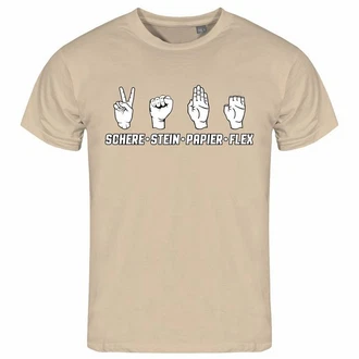 deinshirt Print-Shirt Herren T-Shirt Schere Stein Papier Funshirt (FLEX) Khaki/Beige/Creme/Weiß/Braun