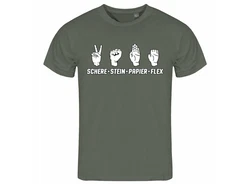 deinshirt Print-Shirt Herren T-Shirt Schere Stein Papier Funshirt (FLEX) Dunkelgrün