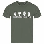 deinshirt Print-Shirt Herren T-Shirt Schere Stein Papier Funshirt (FLEX) Dunkelgrün