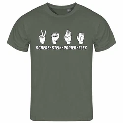 deinshirt Print-Shirt Herren T-Shirt Schere Stein Papier Funshirt (FLEX) Dunkelgrün