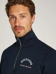 Tommy Hilfiger Sweatshirt ROUNDALL STAND COLLAR ZIP mit Stehkragen und Reißverschluss blau